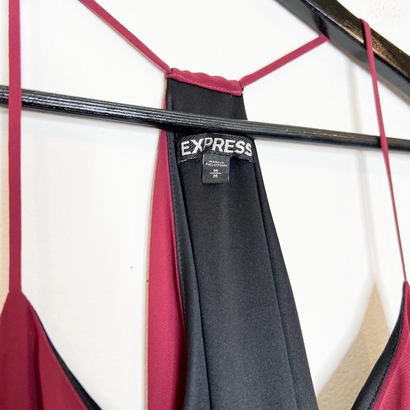 Express Dress Asymmetrical Midi Sleeveless Red Polyester - Picture 2 of 4